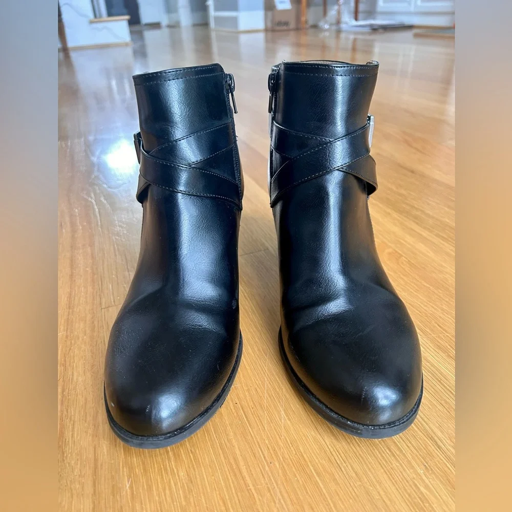 Abella Black Ankle Boots with Buckle - Picture 9 of 11